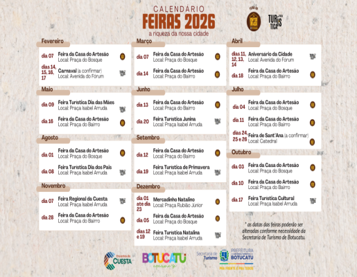 Calendário Feiras 2026
